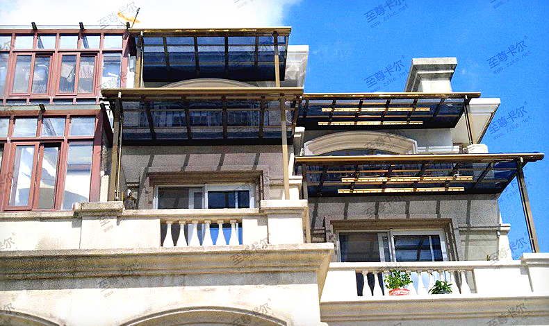 專(zhuān)業(yè)高端雨棚搭建，獨(dú)特的香檳金，特有面子